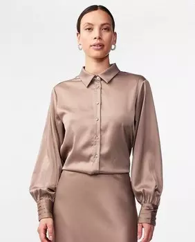 Женская атласная рубашка с длинным рукавом Yas, серый