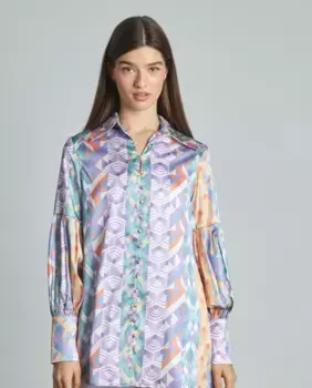 Женская атласная рубашка с длинными рукавами Alma en Pena, мультиколор