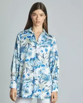 Женская атласная рубашка с длинными рукавами Alma en Pena, синий