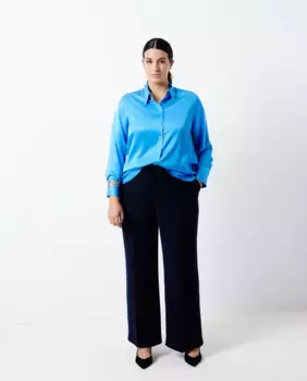 Женская атласная рубашка с длинными рукавами Couchel, светло-голубой