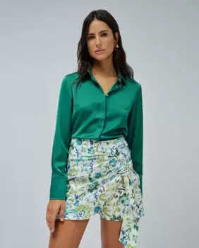 Женская атласная рубашка с длинными рукавами Salsa Jeans, зеленый