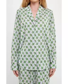 Женская атласная рубашка с принтом English Factory