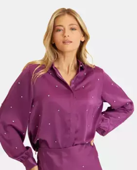 Женская атласная рубашка со стразами Alma en Pena, фиолетовый