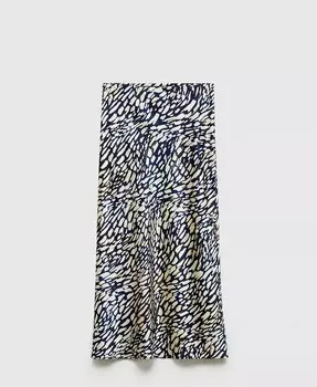 Женская атласная юбка с принтом MANGO, синий