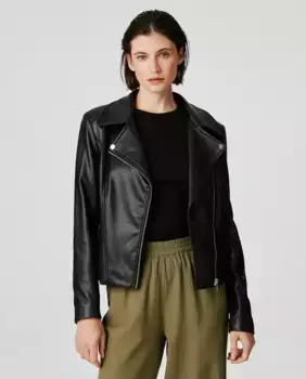 Женская байкерская куртка из искусственной кожи Pieces, черный