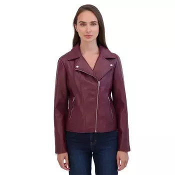 Женская байкерская куртка из искусственной кожи Sebby Collection, цвет Burgundy