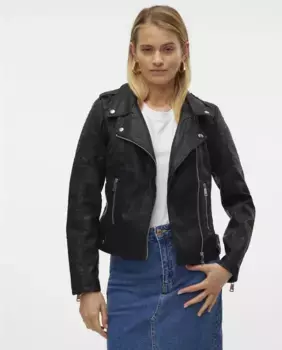 Женская байкерская куртка из искусственной кожи Vero Moda, черный