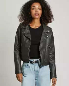 Женская байкерская куртка с металлическими кнопками Pepe Jeans, черный