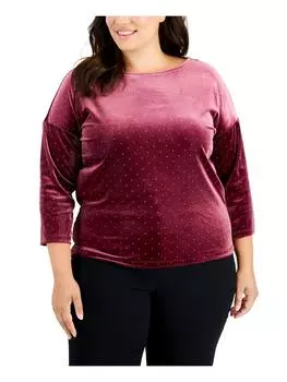 Женская бархатная блузка в горошек размера плюс Anne Klein, цвет chianti/gold