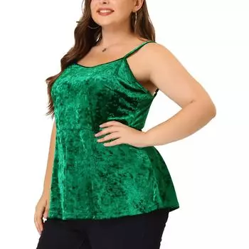 Женская бархатная майка больших размеров с регулируемым ремешком и баской Agnes Orinda, черный