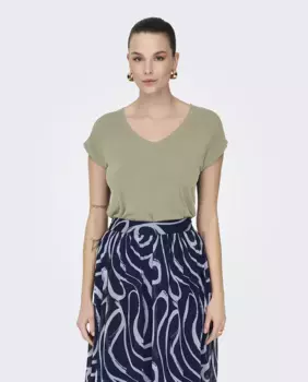 Женская базовая футболка с коротким рукавом Only, зеленый