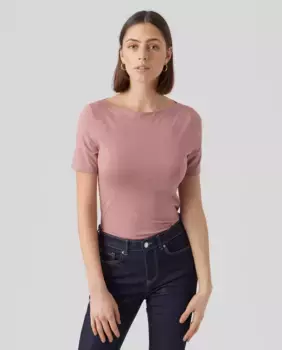 Женская базовая футболка с коротким рукавом Vero Moda, розовый