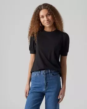 Женская базовая футболка с короткими рукавами Vero Moda, черный
