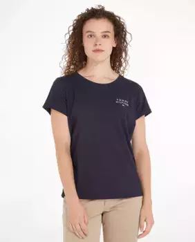 Женская базовая хлопковая футболка с логотипом TH Tommy Hilfiger, синий