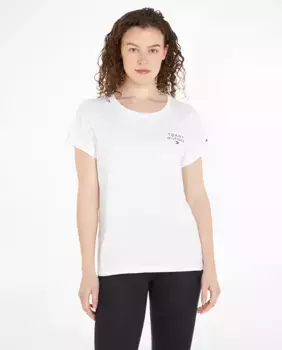 Женская базовая хлопковая футболка с логотипом TH Tommy Hilfiger, белый