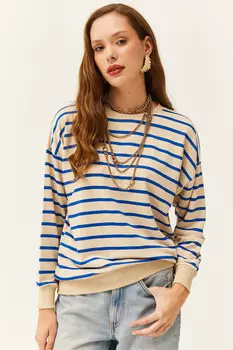 Женская базовая свободная толстовка с мягкой текстурой синего цвета Olalook, серый