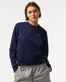 Женская базовая толстовка с круглым вырезом Lacoste, темно-синий