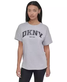 Женская бейсбольная футболка с логотипом из пайеток DKNY, серый