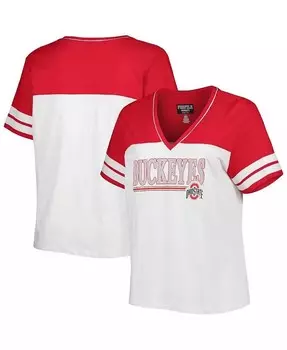 Женская белая, алая футболка с блестками Ohio State Buckeyes больших размеров Field Game Profile, белый
