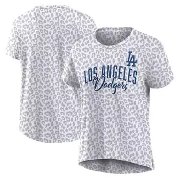 Женская белая футболка больших размеров с леопардовым принтом Los Angeles Dodgers