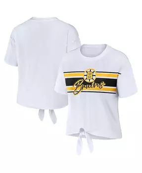 Женская белая футболка Boston Bruins с узлом спереди WEAR by Erin Andrews, белый