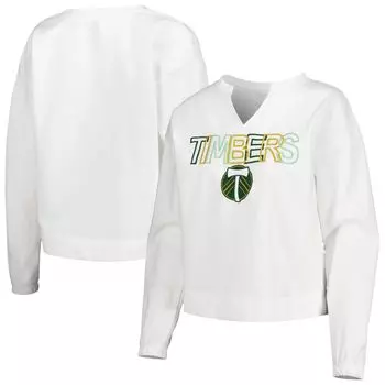 Женская белая футболка Concepts Sport Portland Timbers Sunray с вырезом и длинными рукавами