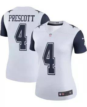 Женская белая футболка Dak Prescott Dallas Cowboys Color Rush Legend Player Nike, белый