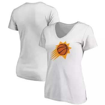 Женская белая футболка Fanatics с логотипом команды Phoenix Suns и v-образным вырезом Fanatics