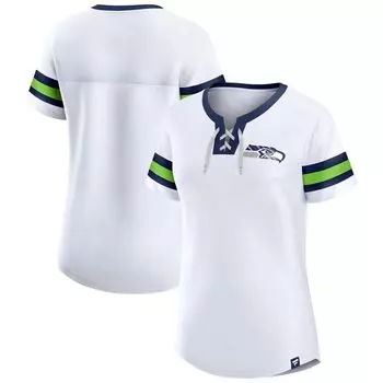 Женская белая футболка Fanatics Seattle Seahawks Sunday Best на шнуровке Fanatics