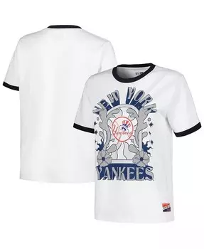 Женская белая футболка оверсайз с Рингером New York Yankees New Era, белый