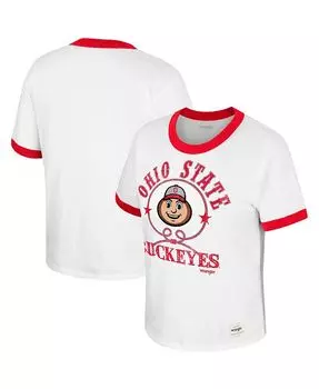 Женская белая футболка с эффектом потертости Ohio State Buckeyes x Wrangler Freehand Ringer Colosseum, белый