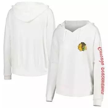 Женская белая футболка с капюшоном и длинными рукавами Concepts Sport Chicago Blackhawks Accord Hacci