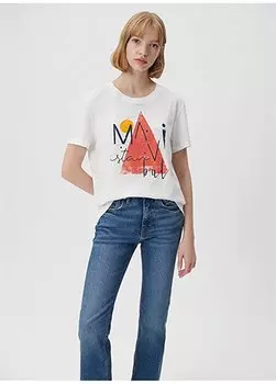 Женская белая футболка с круглым вырезом Mavi, белый