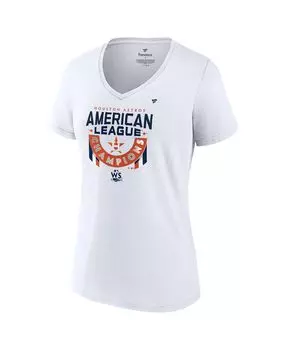 Женская белая футболка с логотипом Houston Astros 2022 American League Champions Locker Room с короткими рукавами и v-образным вырезом Fanatics, белый