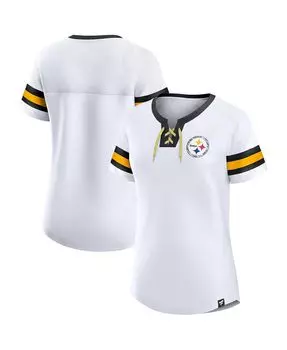 Женская белая футболка с логотипом Pittsburgh Steelers Sunday Best на шнуровке Fanatics, белый