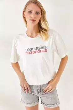 Женская белая футболка с принтом спереди и сзади Losduques Olalook, белый