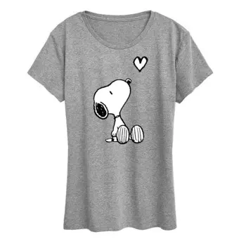 Женская белая футболка с рисунком Snoopy Heart арахиса Licensed Character, цвет Heather Gray