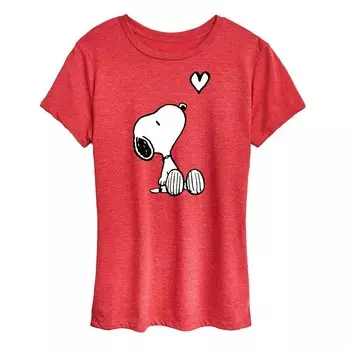 Женская белая футболка с рисунком Snoopy Heart арахиса Licensed Character, цвет Heather Red