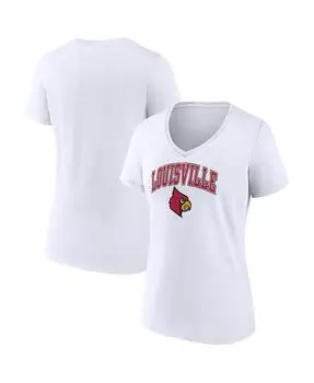Женская белая футболка с v-образным вырезом с логотипом Louisville Cardinals Evergreen Campus Fanatics, белый