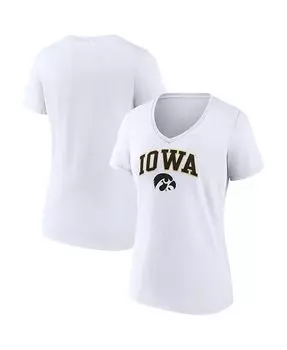 Женская белая футболка с v-образным вырезом с логотипом Iowa Hawkeyes Evergreen Campus Fanatics, белый