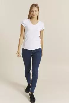 Женская белая футболка с v-образным вырезом и карманами DYNAMO, белый