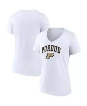 Женская белая футболка с v-образным вырезом и фирменным логотипом Purdue Boilermakers Evergreen Campus Fanatics, белый