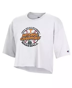 Женская белая футболка Tennessee Volunteers 2024 NCAA, мужская футболка чемпионов Мировой серии бейсбольного колледжа в раздевалке Champion, белый