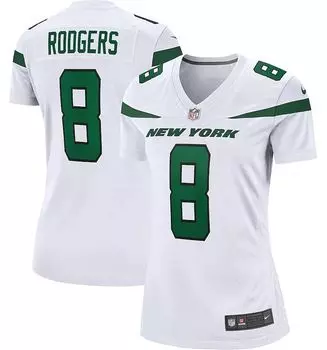 Женская белая игровая майка Nike New York Jets Aaron Rodgers #8