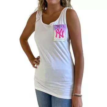 Женская белая майка New York Yankees с принтом тай-дай Refried Apparel
