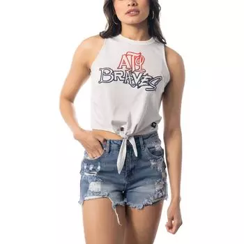 Женская белая майка с завязками спереди The Wild Collective Atlanta Braves