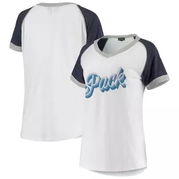 Женская белая рубашка Penn State Nittany Lions On The Road Again с цветными блоками реглан Tri-Blend с v-образным вырезом