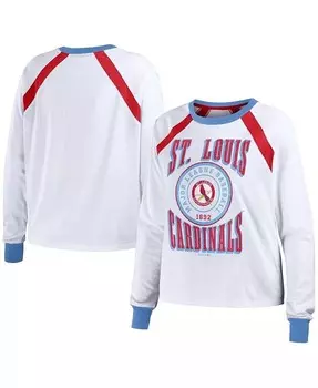 Женская белая рваная футболка St. Louis Cardinals с длинным рукавом реглан Wear By Erin Andrews, белый