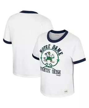 Женская белая рваная футболка Wrangler Notre Dame Fighting Irish Freehand Ringer Colosseum, белый
