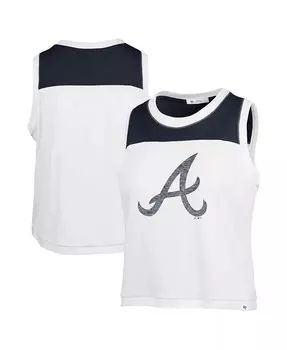 Женская белая/темно-синяя майка Atlanta Braves размера плюс до талии с мышцами '47 Brand, белый
